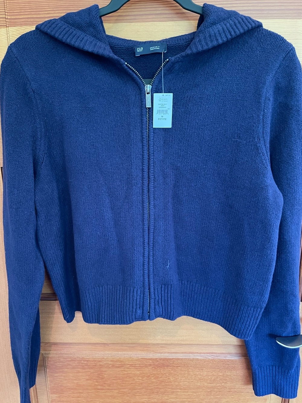 GAP - Navy Blue Hooded Zip Sweater - NWT - Petite Medium